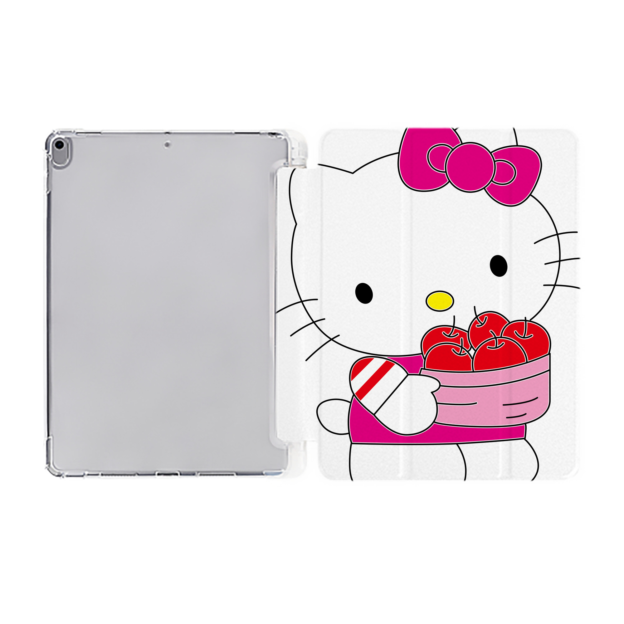 （画像用） Hello Kitty ハローキティ IPad ケース ペン収納付き 三つ折りスタンド PUレザー×シリコン 対応機種9.5/10.5/10.9インチ